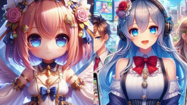 Cuties having blue eyes in the best android anime game Gacha Club.